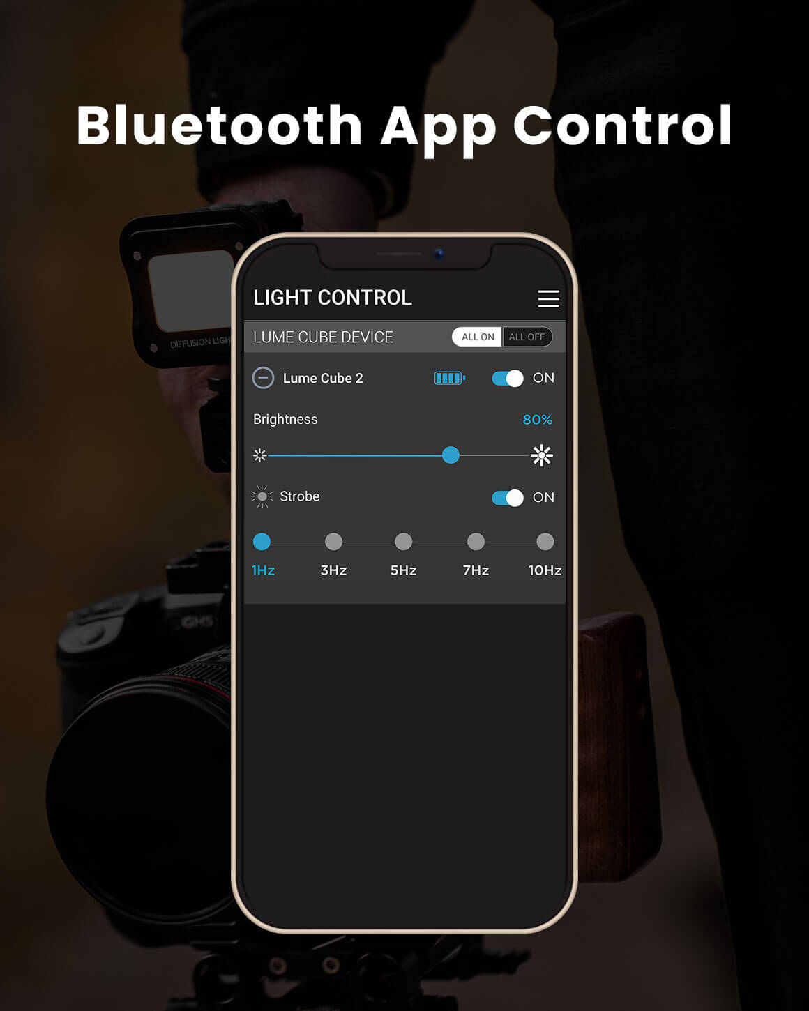 Bluetooth App Control.  Smartphone interface of the wireless control phone app. LC-SB-VC2-1-2PACK
