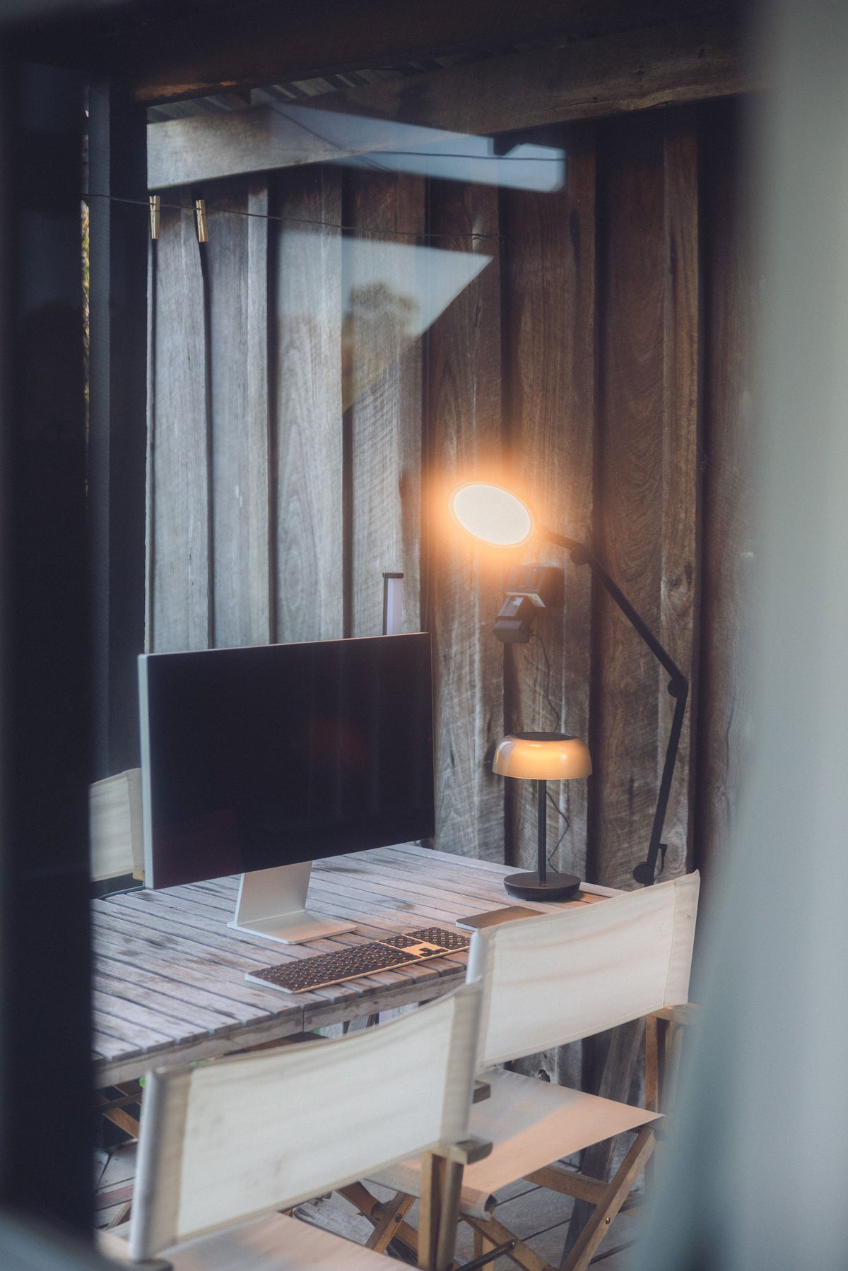 Lume Cube desk light in a bright home office setup