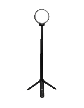 Lume Cube 19 inch stand extended with video conferencing light on white background