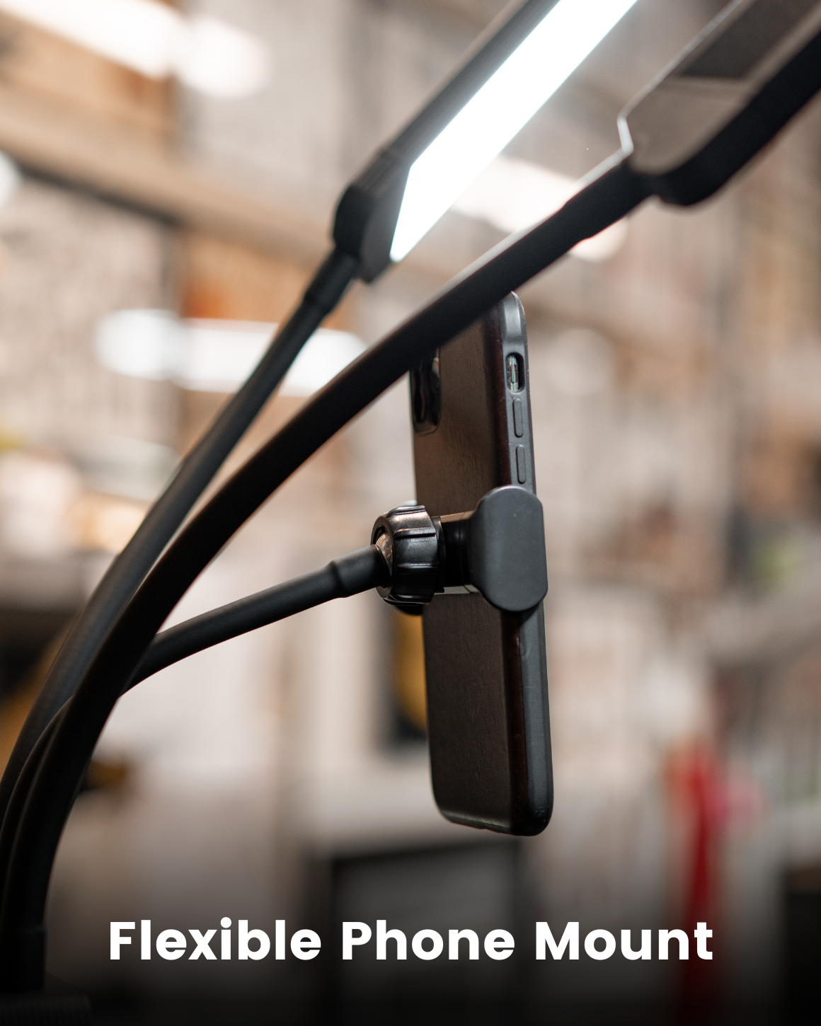 Close up of the Flex Light Pro phone mount LC-FLEXPRO