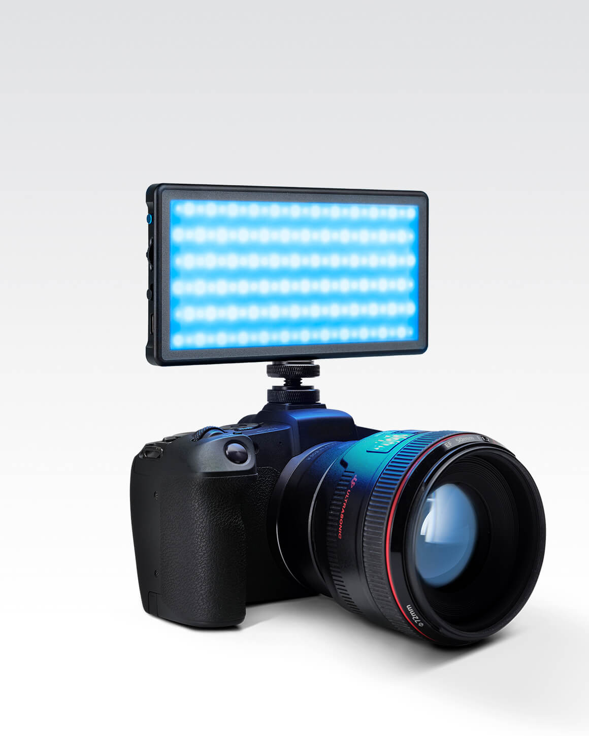 RGB Panel Pro 2.0 mounted to DSLR Camera LC-PANELPRO2