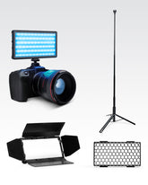 RGB Panel Pro 2.0 with Stand, Barn Doors, and Honey Comb Filter on white background LC-SB-PRO2T60ACC