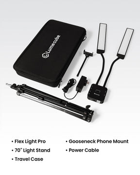 An array of products included with the Flex Light Pro