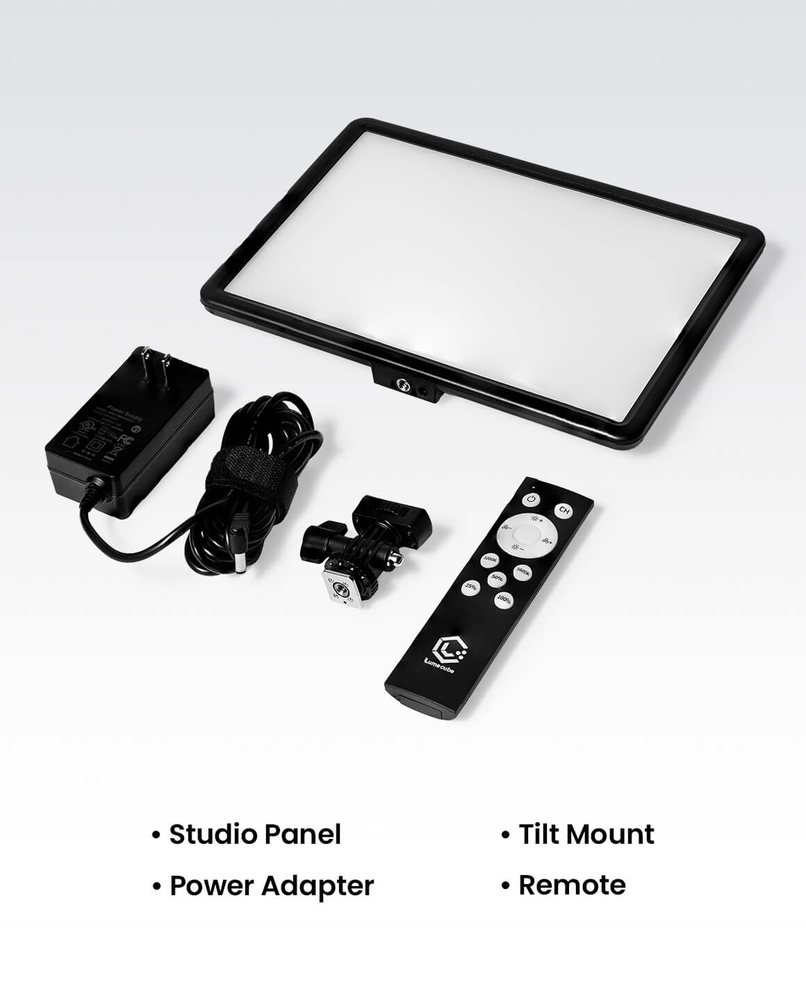 An array of accessories included with the Studio Panel