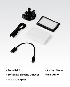 An array of products included in the Video Conference Lighting Kit