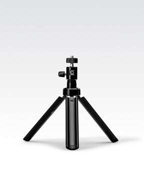 Lume Cube 30" black metal Adjustable Light & Webcam Stand with Rotating Mount set in shortest position.