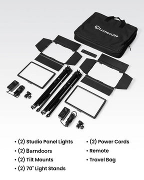 Lume Cube Studio Panel Lighting Kit Two Edge-Lit LED Panel Lights with Stands
