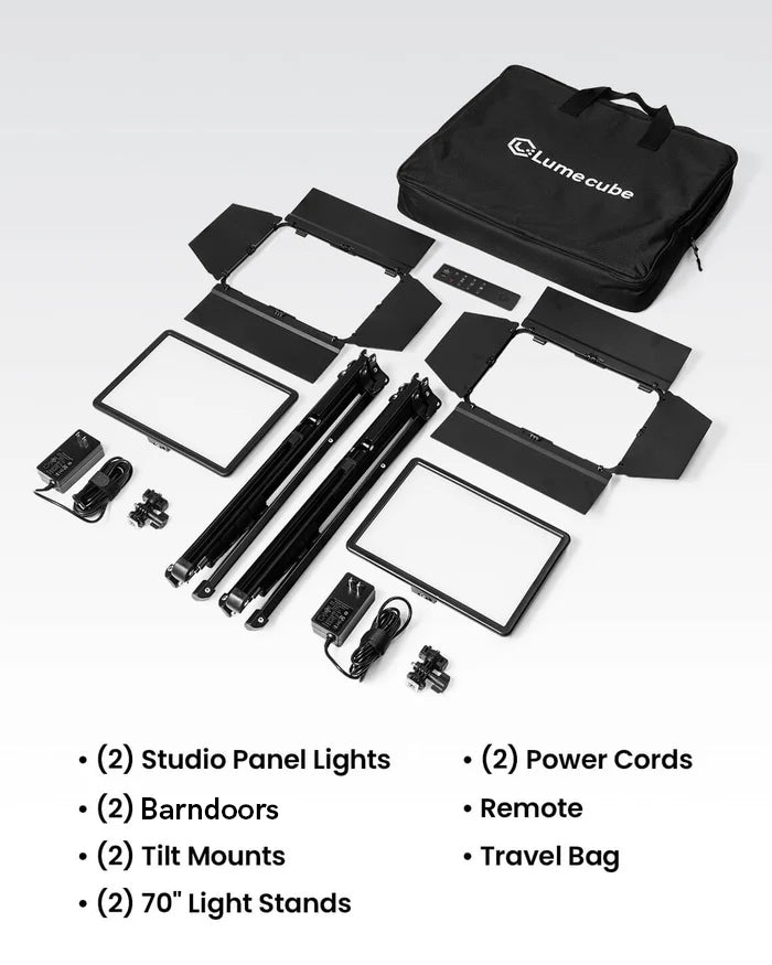 Lume Cube Studio Panel Lighting Kit Two Edge-Lit LED Panel Lights with Stands