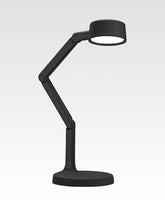 Black adjustable desk lamp with a sleek design and LED light for modern workspaces.