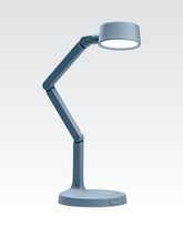 Adjustable blue desk lamp with modern design and LED light, ideal for workspace or home office.