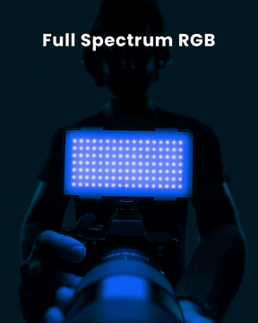 Animated gif of RGB Panel Pro 2.0 changing colors on DSLR camera LC-SB-PRO2T60ACC