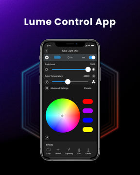 Close up view of the Lume Control App on a phone LC-TLXL-2PK
