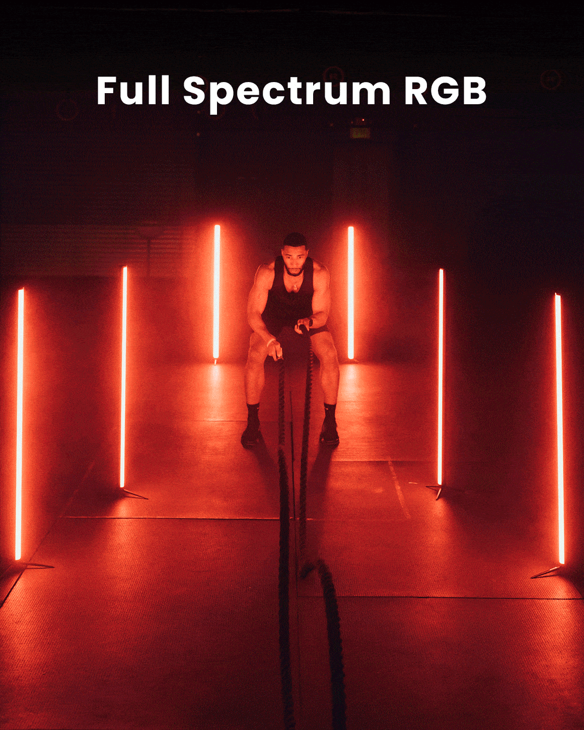 animated gif of man working out with RGB Tube Light XL changing colors