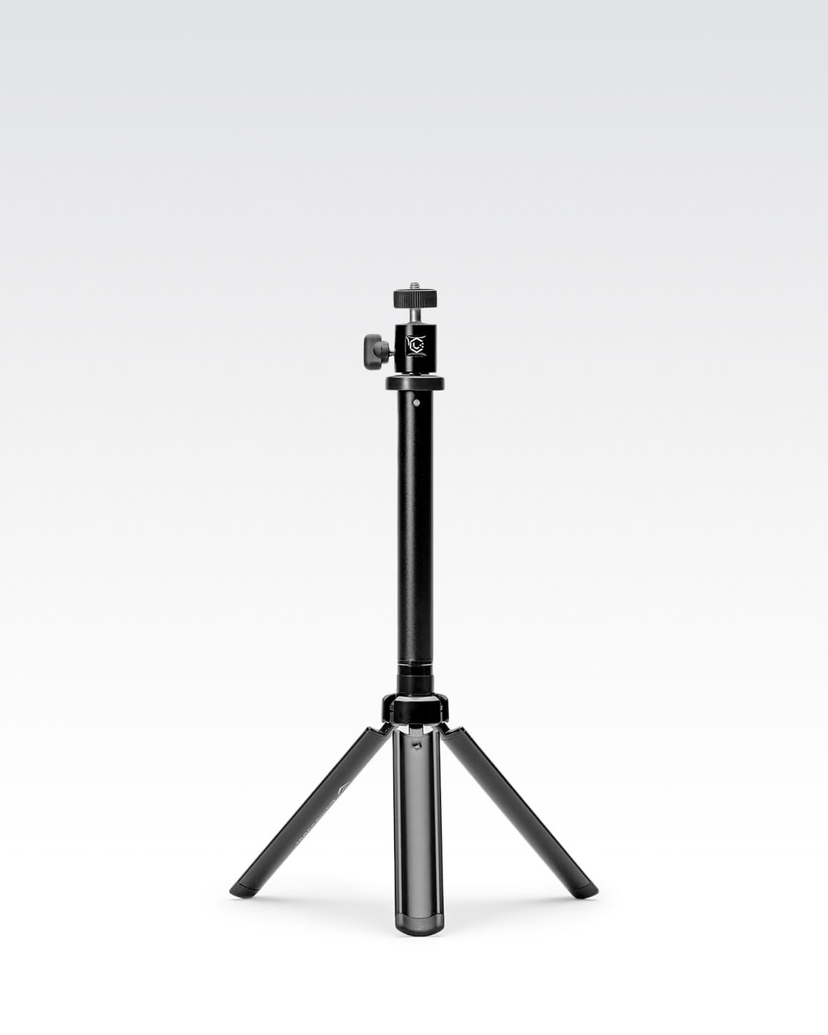 Black metal collapsible and portable 30" Lume Cube Adjustable Light & Webcam Stand with Rotating Mount.