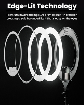 Lume Cube Cordless Ring Light Pro Black 18-inch Edge-Lit LED Ring Light