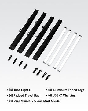 Lume Cube RGB Tube Light Large 4-Pack App Controlled 2ft. LED Tube Lights