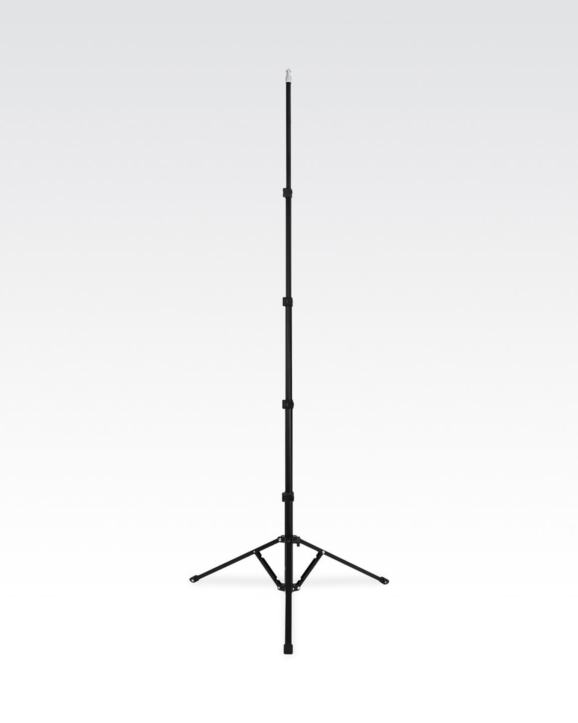 A fully-extended 70" tall black aluminum Lume Cube light stand.