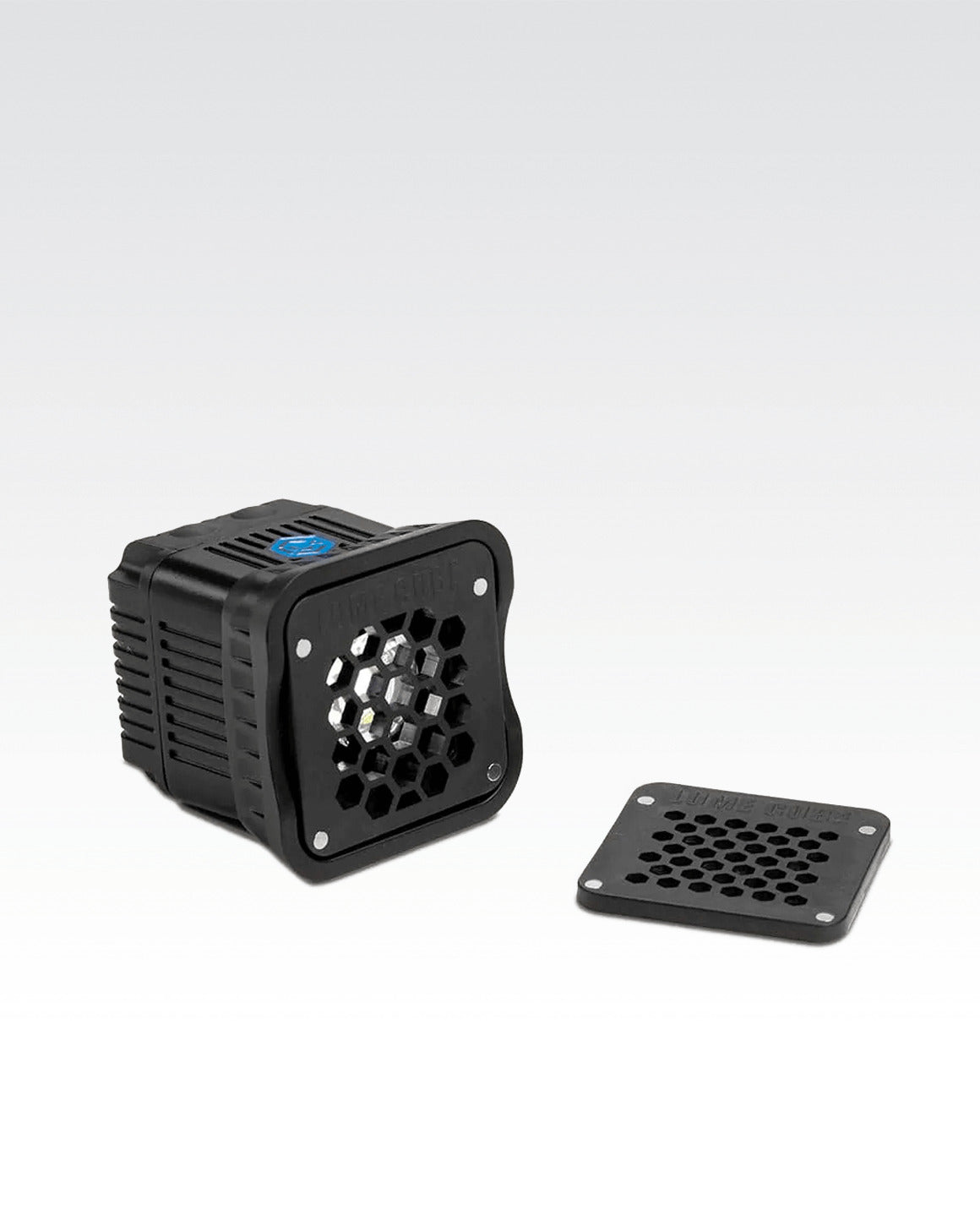 Lume Cube 2.0 Waterproof LED with Modification Frame and attached magnetic Honeycomb Grid for light shaping.