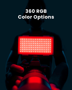 360 RGB Color Options.  Flashing colors of Lume Cube RGB Panel Pro on camera.
