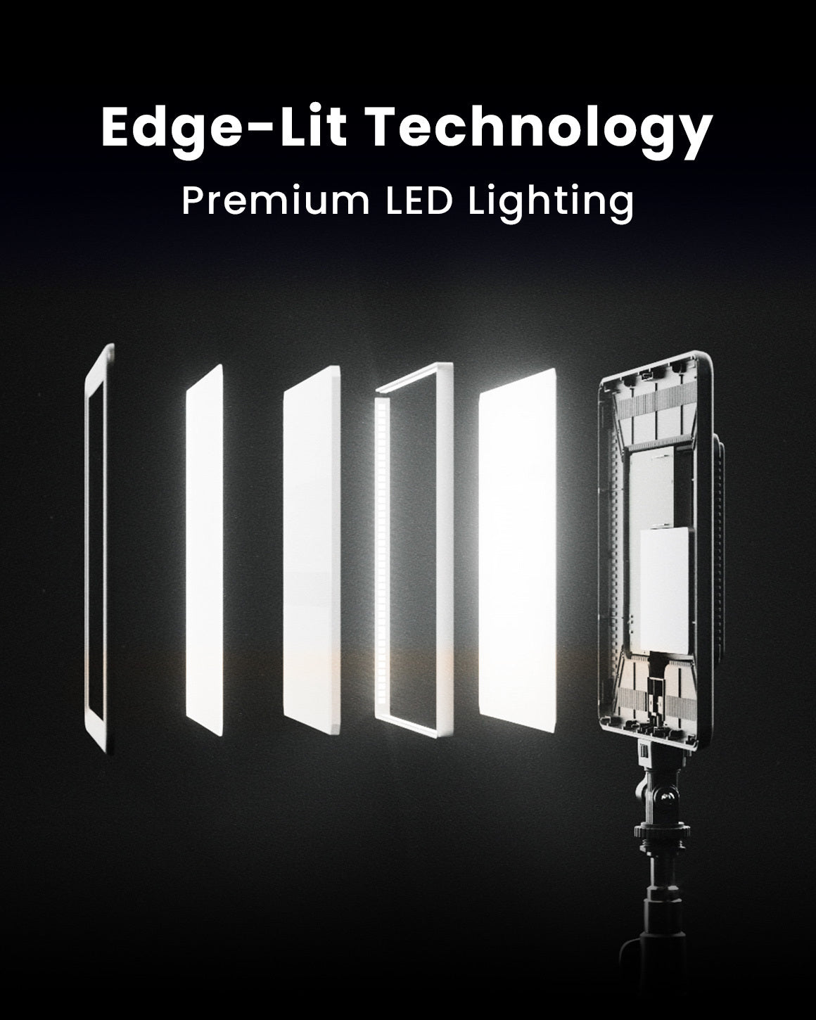 Lume Cube Studio Panel 3-Point Lighting Kit Three Edge-Lit LED Panel Lights with Stands