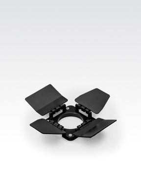 3" black plastic Lume Cube 2.0 Barn Doors with 4 pivoting doors open.