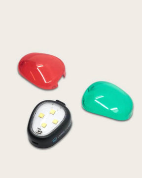 1" White Lume Cube Strobe Anti-Collision LED Lighting for Drones with Green and Red snap-on plastic color caps.